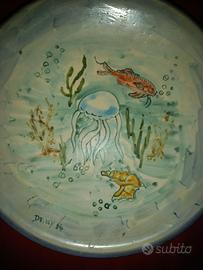 Piatto da portata  ceramica fatto e dipinto a mano
