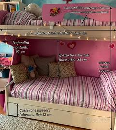 Letto a castello Moderno in Legno con Cassettone