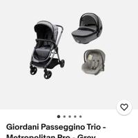 trio passeggino Giordani Metropolitan Pro grigio
