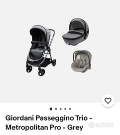 trio passeggino Giordani Metropolitan Pro grigio