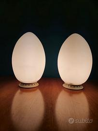 Coppia lampade da tavolo design Fontana Arte Uovo