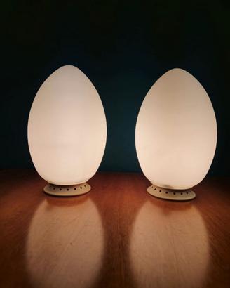 Coppia lampade da tavolo design Fontana Arte Uovo