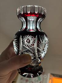 Vaso cristallo di Boemia rosso rubino Vintage