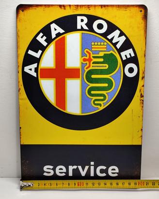 Targa Metallo Vintage Alfa Romeo Service 30x20cm