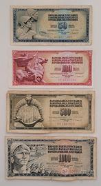 JUGOSLAVIA - BANCONOTE 50-100-500-1000 DINARI 1981