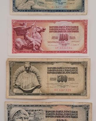 JUGOSLAVIA - BANCONOTE 50-100-500-1000 DINARI 1981