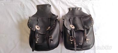 Coppia borse laterali pelle custom vintage con con