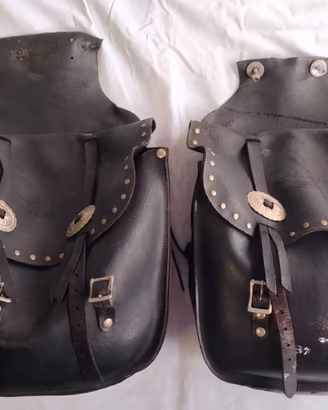 Coppia borse laterali pelle custom vintage con con