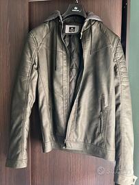 Giacca eco pelle verde oliva tg M