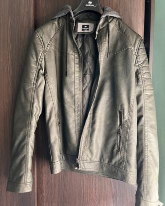 Giacca eco pelle verde oliva tg M
