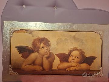 Quadro con Angeli e cornice in argento 45x80