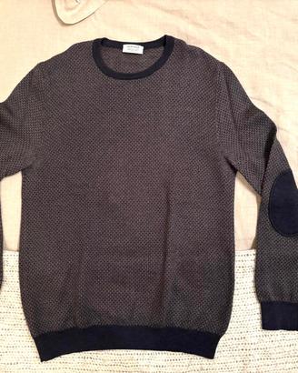 pullover Heritage lana merinos tg. 54 blu-marrone