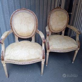 Coppia poltrone laccate in stile Luigi XVI