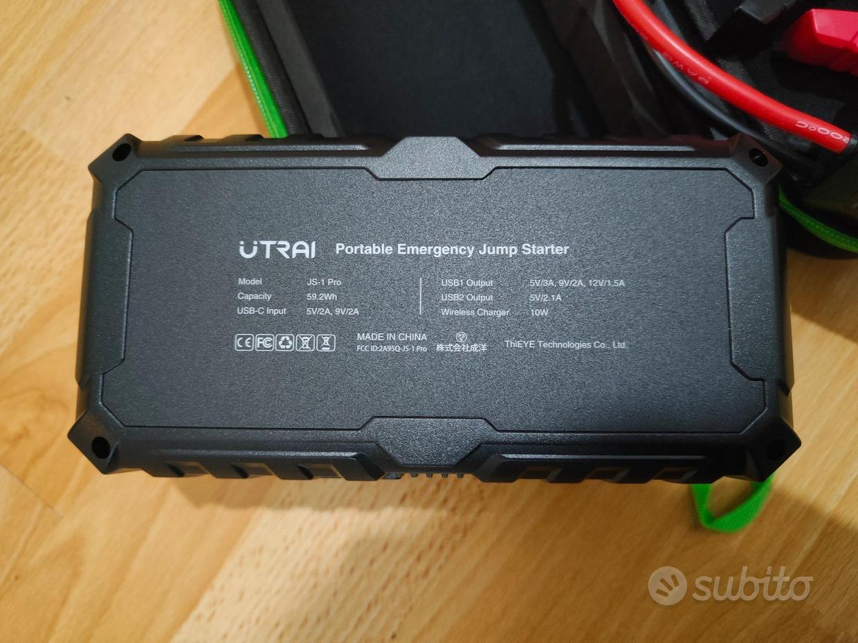 UTRAI Avviatore Batteria Auto 12V 3600A 27000mAh, con 10W Ricarica