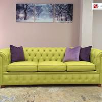 Divano Chesterfield Capitonné 3 p. letto in pelle