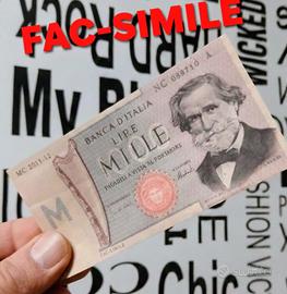 Riproduzione fac-simile banconota 1000 Mille Lire