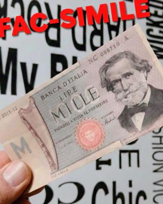 Riproduzione fac-simile banconota 1000 Mille Lire