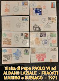 1971 - 8 buste 1°giorno Papa PAOLO VI  nel LAZIO 