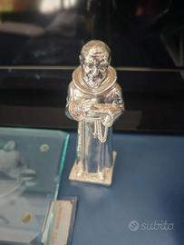 Statuina Padre Pio Argentata Con Certificato