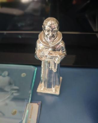 Statuina Padre Pio Argentata Con Certificato