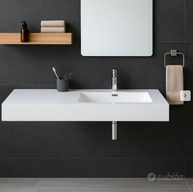 Lavabo 120 cm bianco opaco con vasca a destra