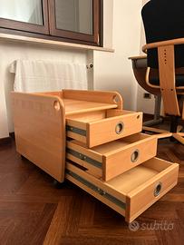 Cassettiera comodino ruote MOLL Multipro faggio