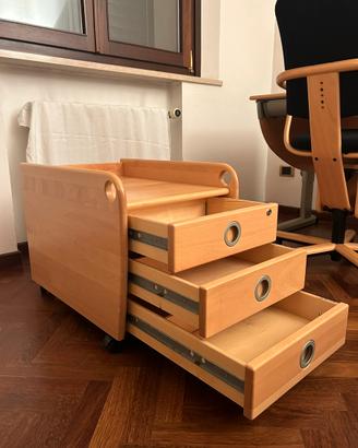 Cassettiera comodino ruote MOLL Multipro faggio