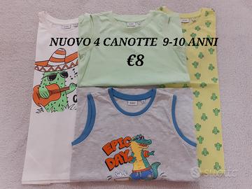 NUOVO 4 Canotte 9-10 anni Bambino 