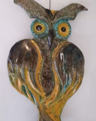 Gufo da Parete Ceramica Smaltata Faenza (47 cm)