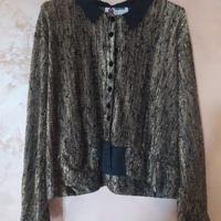 Camicia da donna vintage effetto laminato oro nero