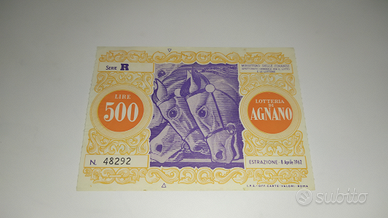 Biglietto Lotteria di Agnano Lire 500 / 1962