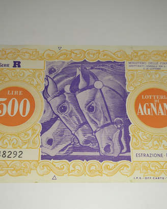 Biglietto Lotteria di Agnano Lire 500 / 1962