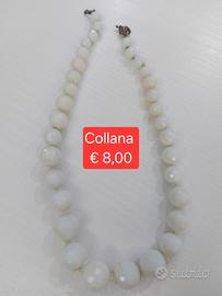 collana quarzo rosa,agatha bianca e onice nero