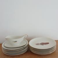 Piatti vintage decori pesci e aragoste + salsiera