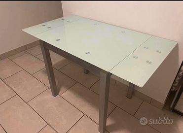 TAVOLO ALLUNGABILE IN VETRO E ACCIAIO CON CONSEGNA