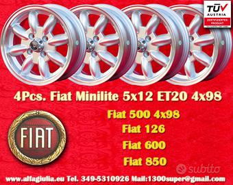 4 pz. cerchi Fiat Minilite 5x12 ET20 126 600 850