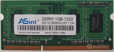 2 x RAM ASINT 1 GB DDR3 1333 SO-DIMM