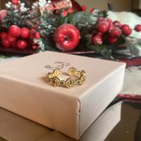 Anello argento e oro con pietre verdi