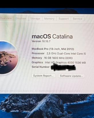 Macbook pro 15" mid 2012  -R16GB- 2.5GHz i5- 500GB