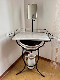 Lavabo da camera in ferro, marmo e ceramica