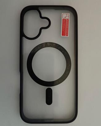 Cover iPhone 17 Trasparente Bordo Nero MagSafe