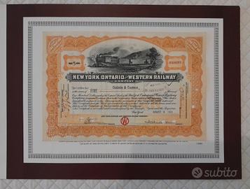 certificato azionario New York Ontario