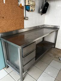 TAVOLO DA LAVORO PROFESSIONALE ACCIAIO INOX