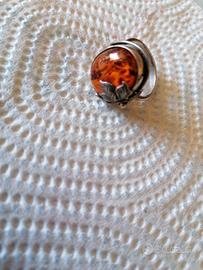 anello argento con pietra pura ambra