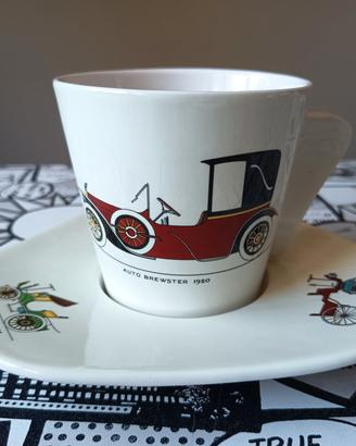 Tazza, Piatto Ceramica Pacetti Albisola Auto Epoca