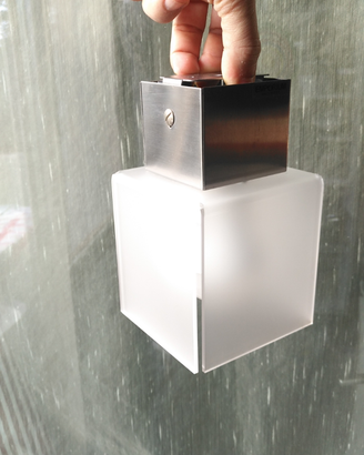 Emporium lampada cubo acciaio inox e metacrilato