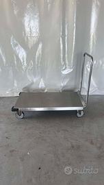 Carrello acciaio inox 103x55 manico h90 con ruote