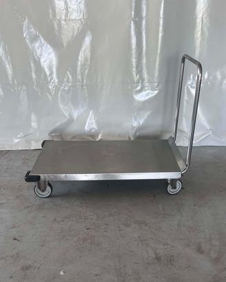 Carrello acciaio inox 103x55 manico h90 con ruote