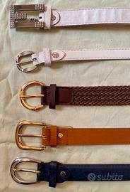 Set 5 cinture donna pelle intrecciata blu cuoio