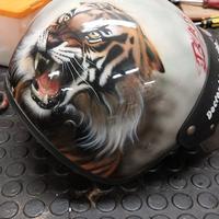 casco jet aerografato tigre doberman più integrale